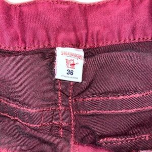 Mens True Religion Dark Maroon Red jeans with pocket flap size 36